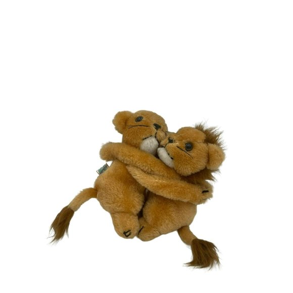 R. Daken Toys Vintage 978 Plush Pair Hugging Lions Male Female